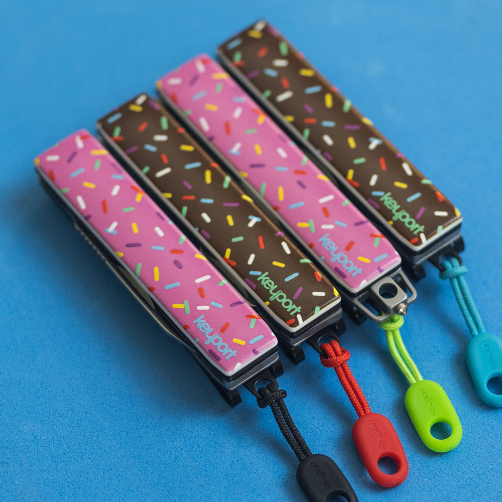 Keyport four Faceplates with pink and chocolate donut design