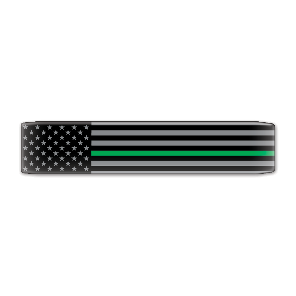 Keyport Faceplate with a thin green line design supporting the armed forces on a gray background