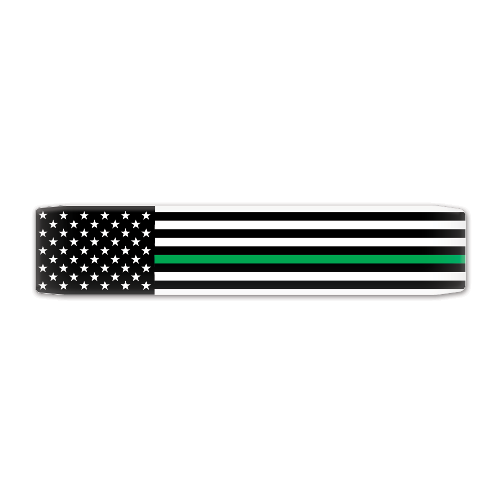 Keyport Faceplate featuring a thin green line honoring the armed forces on a white background